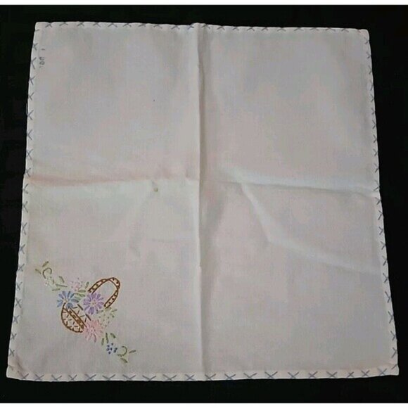 Set Of 5 Vintage hand embroidered Napkins/Hankerchief - Picture 10 of 11